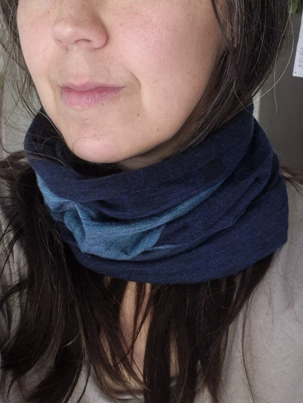 Merino Wool Blue Striped Neck Gaiter / Face Cover - Picture 5 of 10